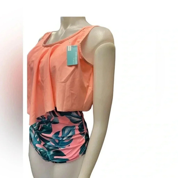 Summer Mae 2 Piece High Waist  Flounce Boy Shorts Floral Bikini Size XXL - Picture 6 of 16